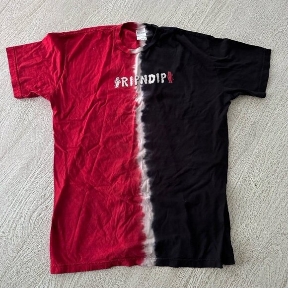 Ripndip Angel and Devil red black split tir-dye T-Shirt xl - Picture 1 of 3